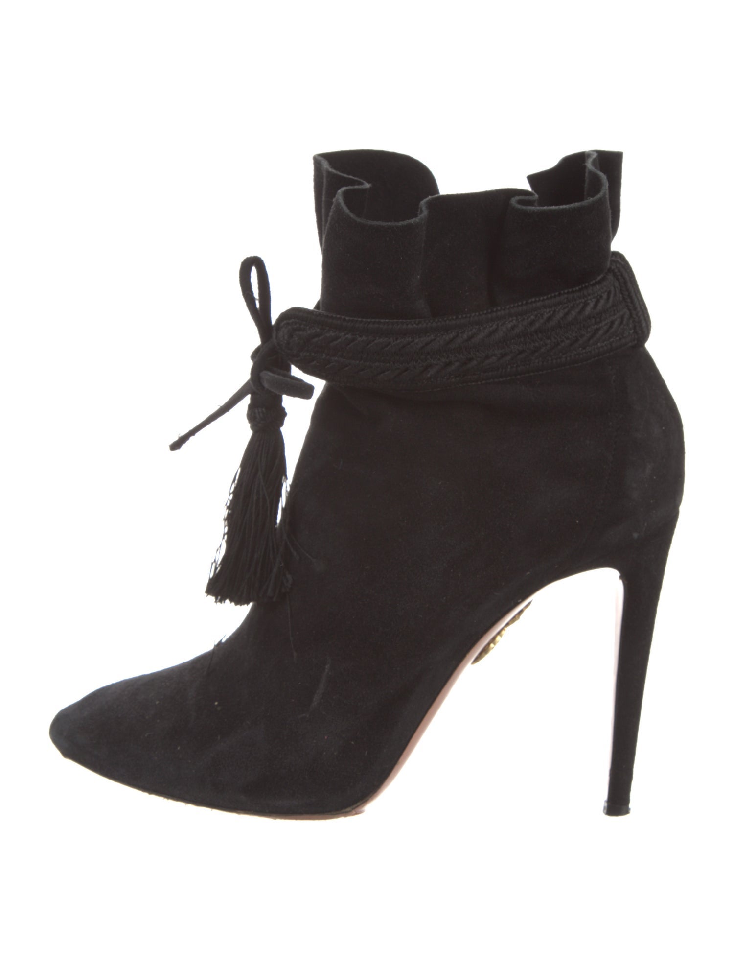 Aquazzura Suede Tassel Accents Lace-Up Boots