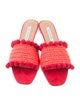 Aquazzura Raffia Pom-Pom Embellishments Slides