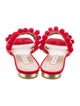 Aquazzura Raffia Pom-Pom Embellishments Slides