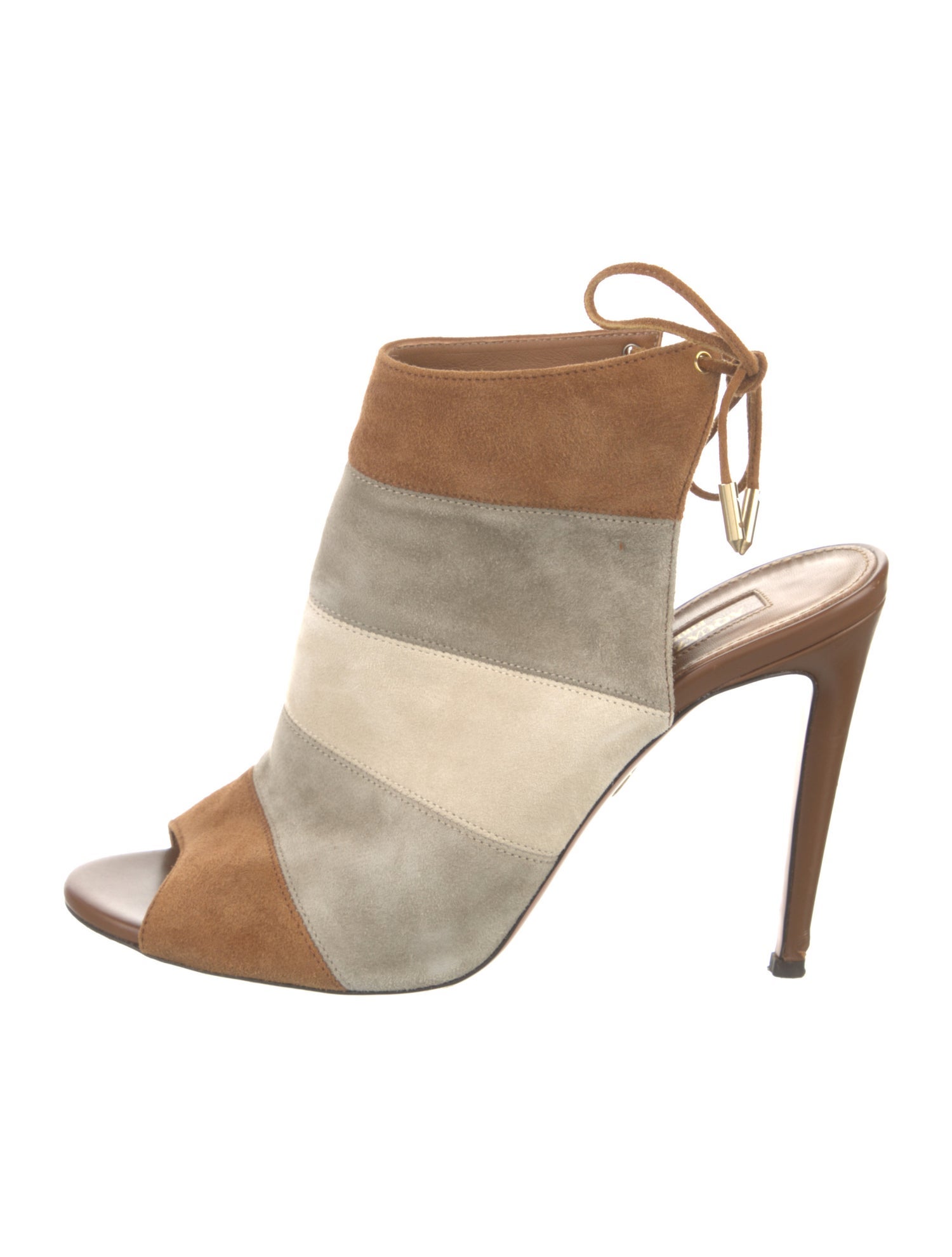 Aquazzura Suede Colorblock Pattern Slingback Pumps