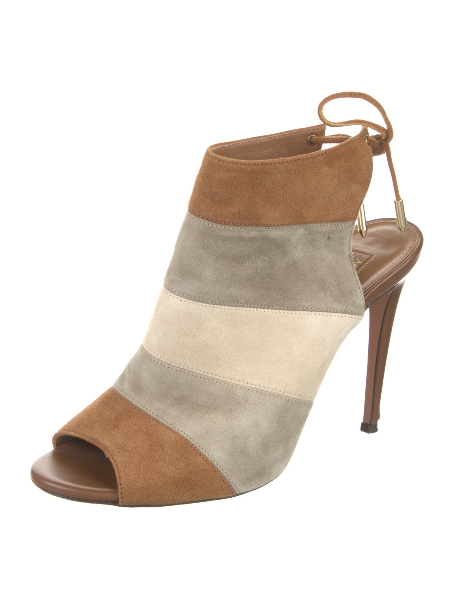 Aquazzura Suede Colorblock Pattern Slingback Pumps