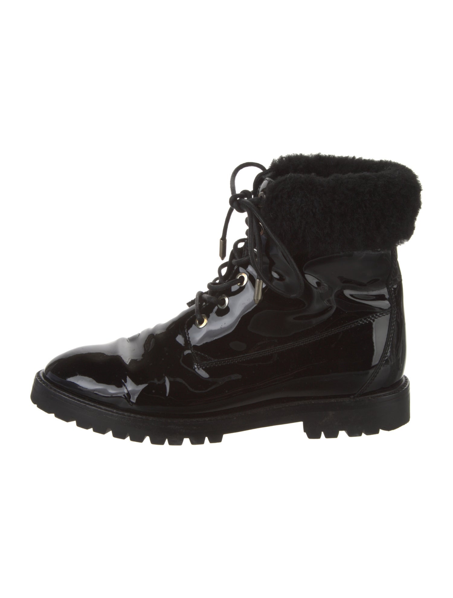Aquazzura Patent Leather Printed Combat Boots