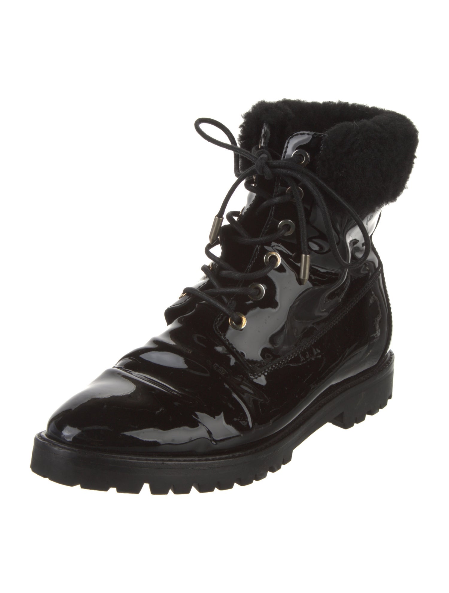 Aquazzura Patent Leather Printed Combat Boots