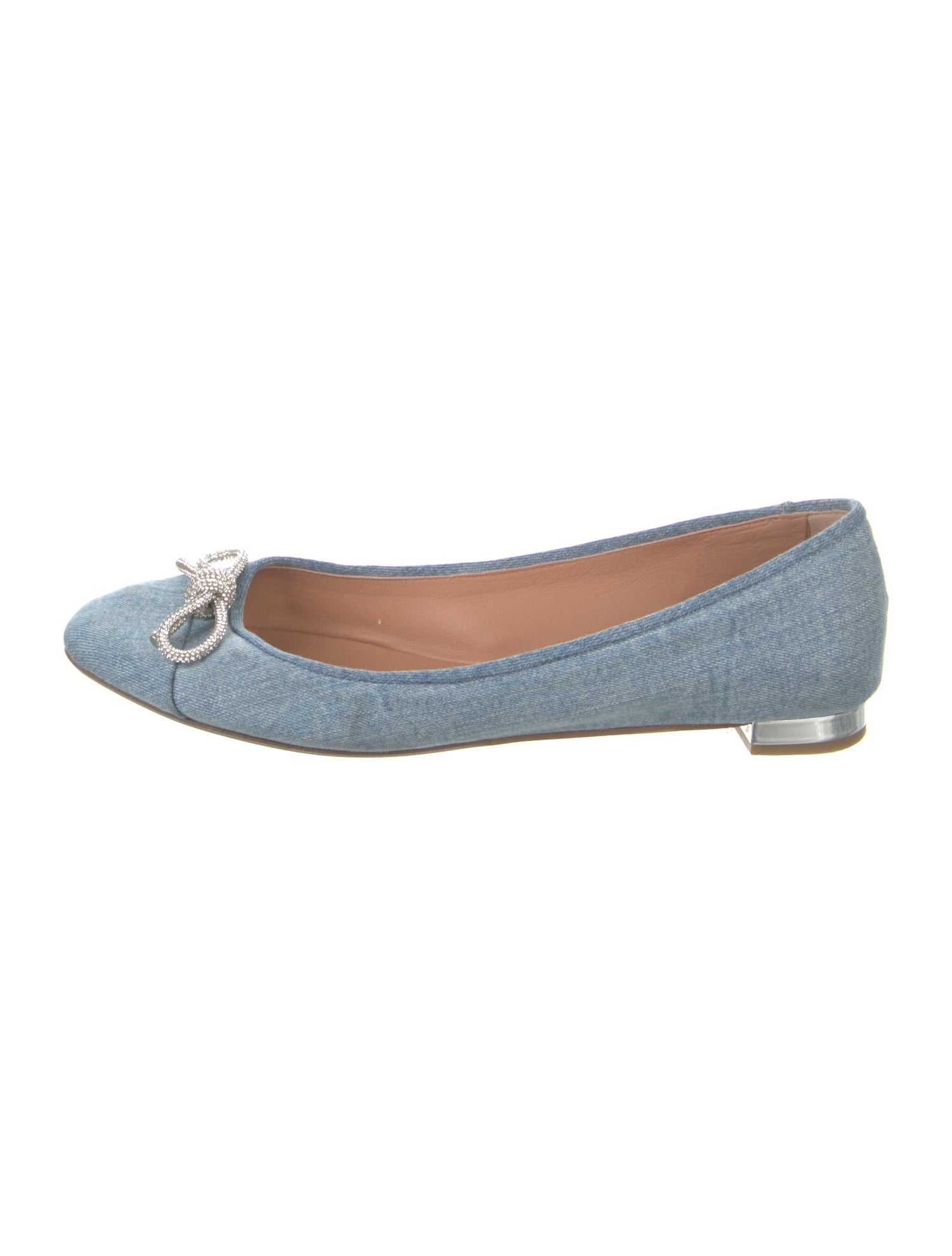 Aquazzura Denim Crystal Embellishments Ballet Flats
