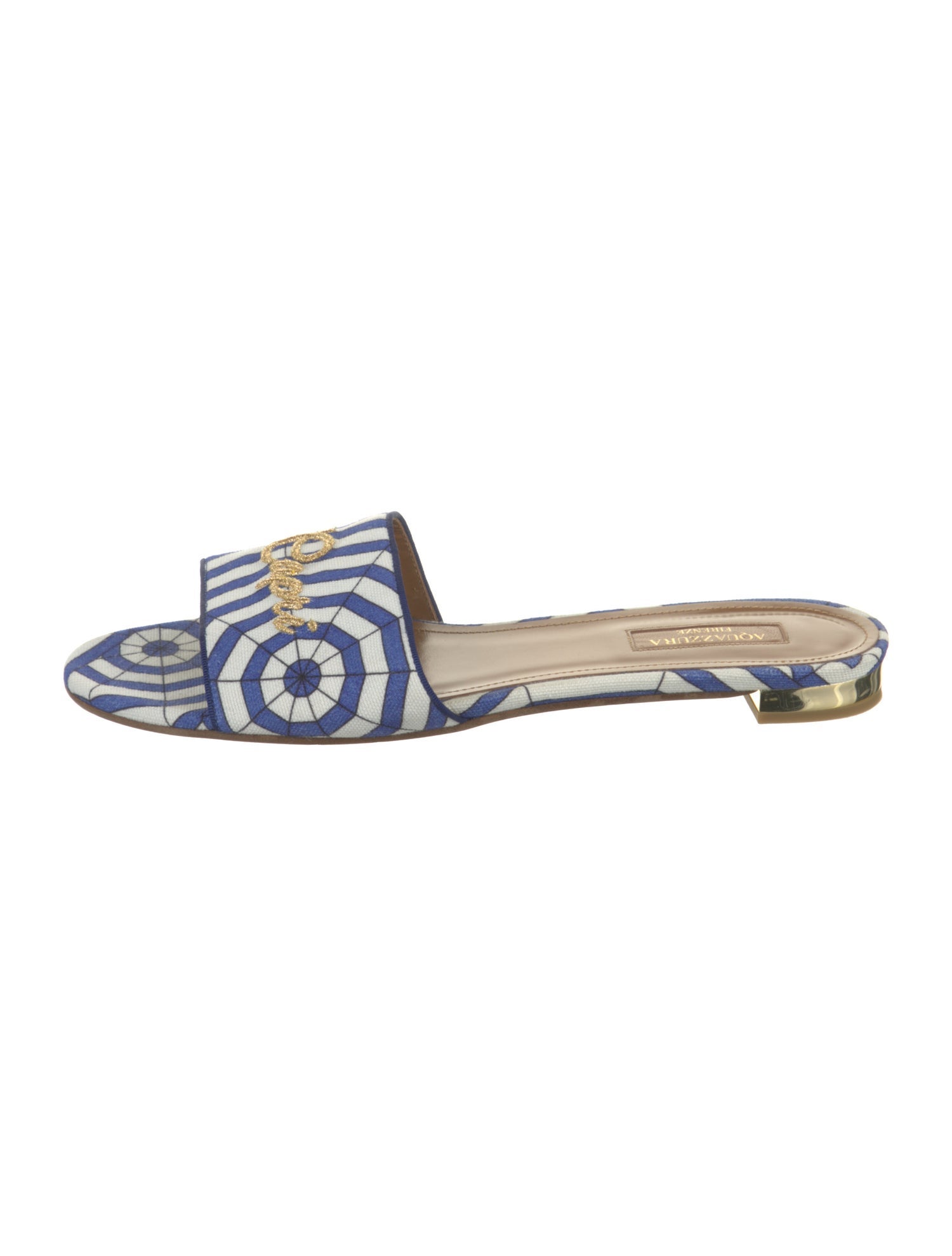 Aquazzura Canvas Printed Slides