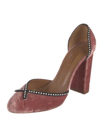 Aquazzura Faux Pearl Accents Velvet D'Orsay Pumps