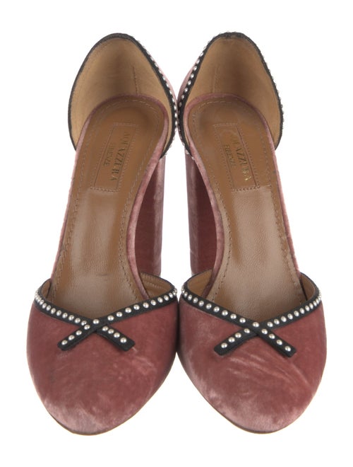 Aquazzura Faux Pearl Accents Velvet D'Orsay Pumps