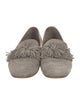 Aquazzura Suede Fringe Trim Accent Loafers
