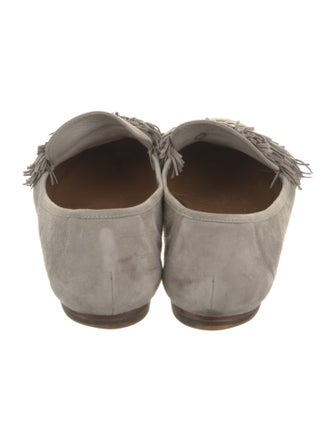 Aquazzura Suede Fringe Trim Accent Loafers