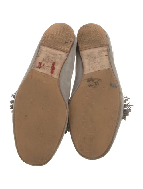 Aquazzura Suede Fringe Trim Accent Loafers