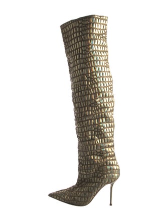 Aquazzura Embossed Leather Printed Sock Boots