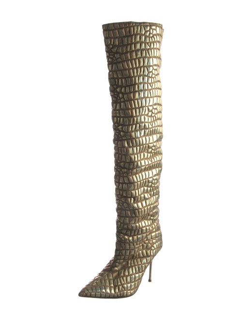 Aquazzura Embossed Leather Printed Sock Boots