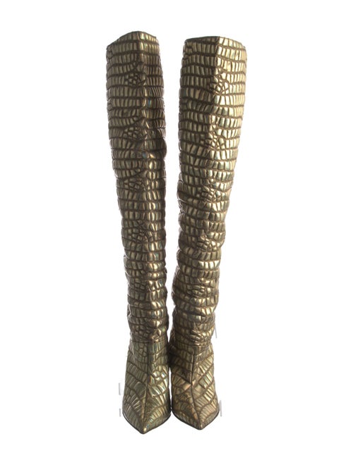 Aquazzura Embossed Leather Printed Sock Boots
