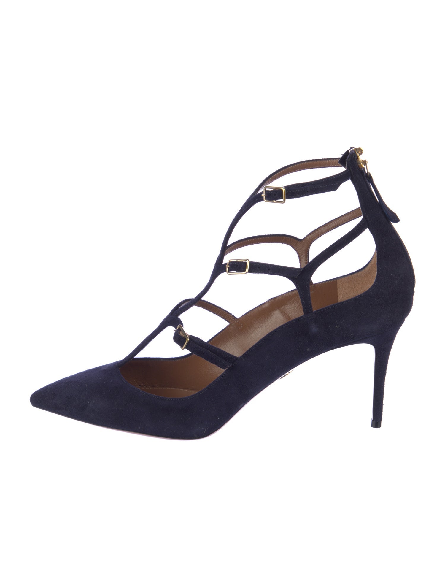 Aquazzura Suede T-Strap Pumps