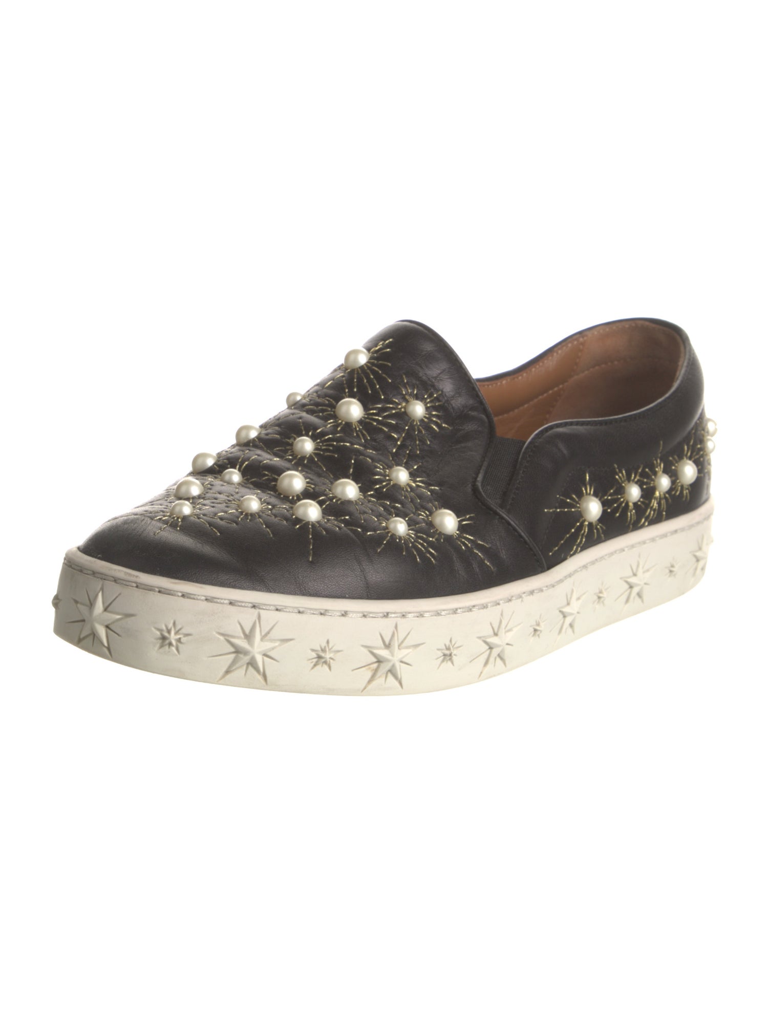 Aquazzura Leather Embroidered Accent Flats