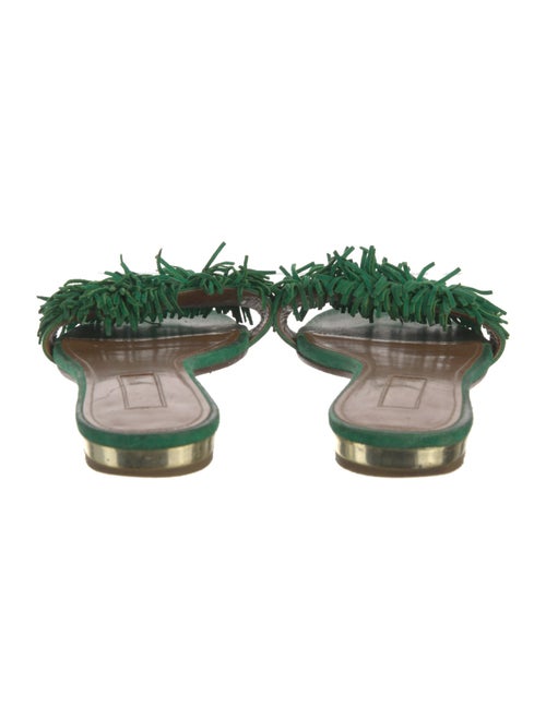 Aquazzura Suede Fringe Trim Accent Slides
