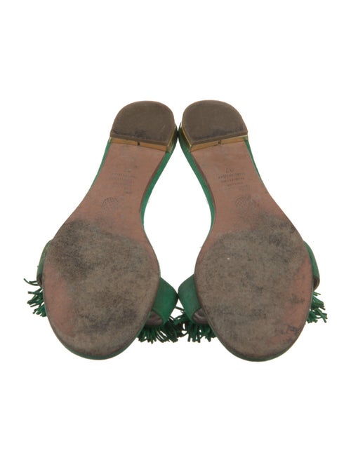 Aquazzura Suede Fringe Trim Accent Slides