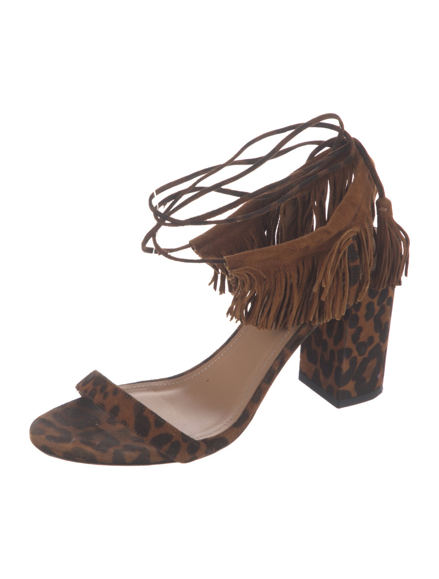 Aquazzura Suede Floral Print Sandals