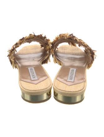 Aquazzura Raffia Slides