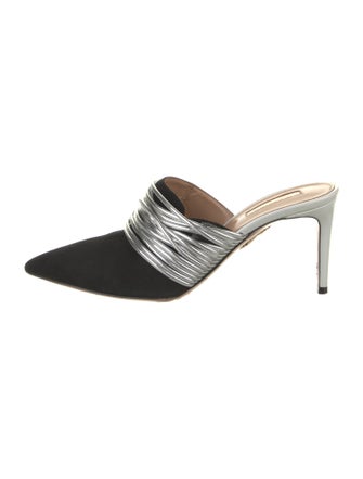 Aquazzura Suede Colorblock Pattern Mules