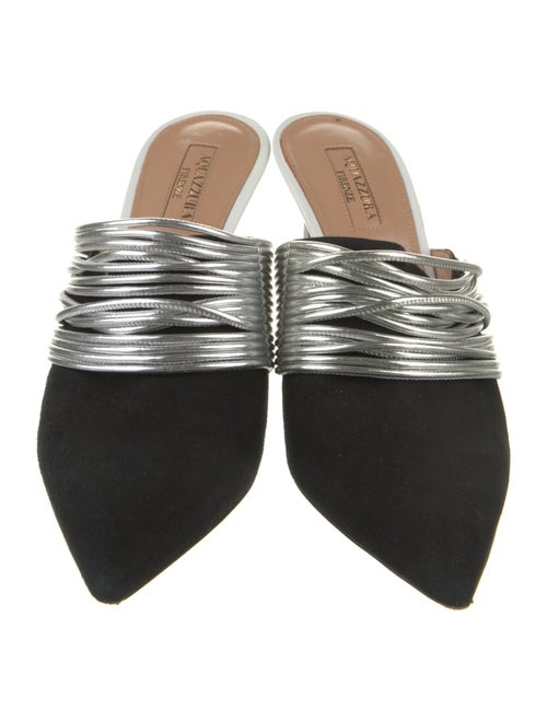 Aquazzura Suede Colorblock Pattern Mules