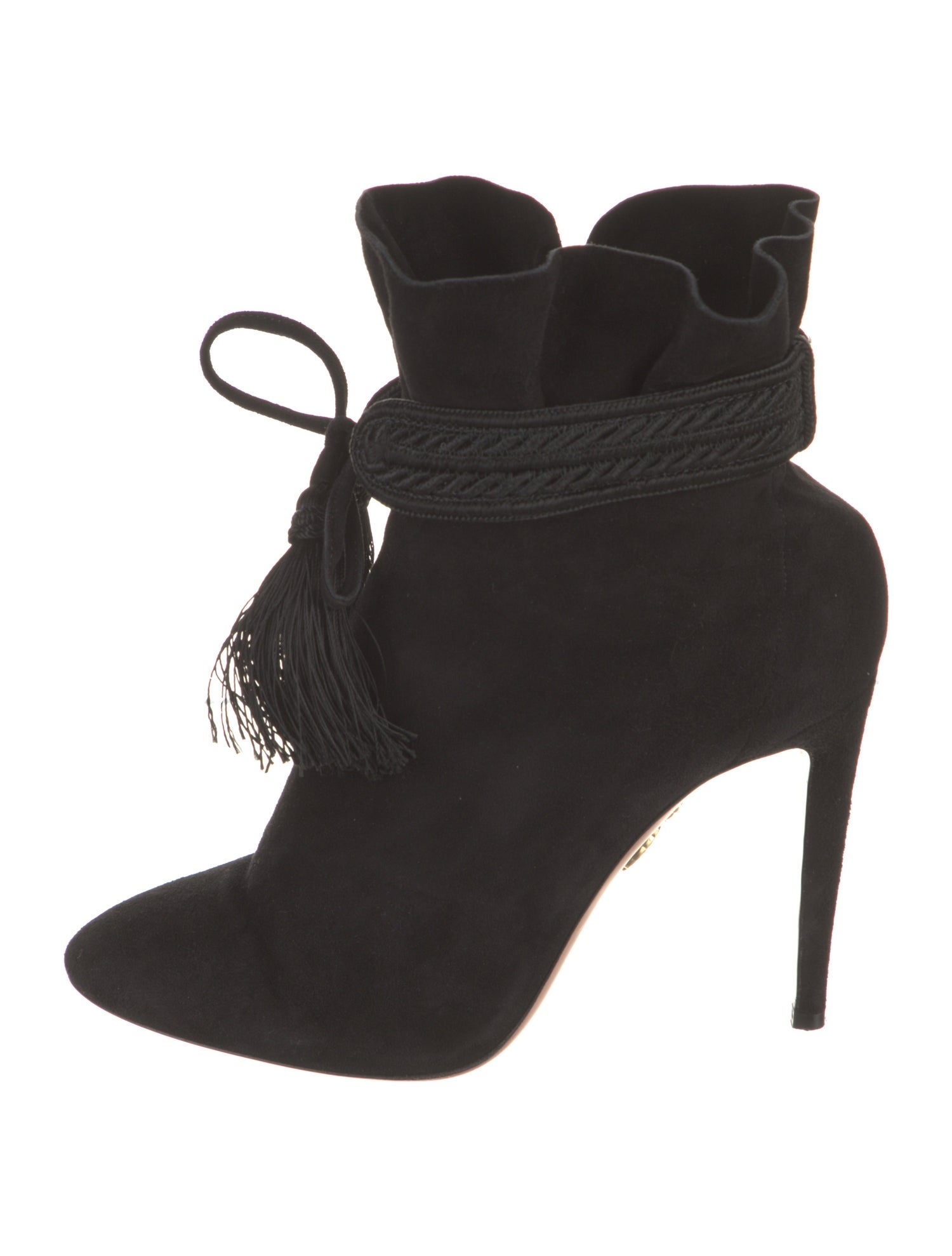 Aquazzura Suede Tassel Accents Lace-Up Boots