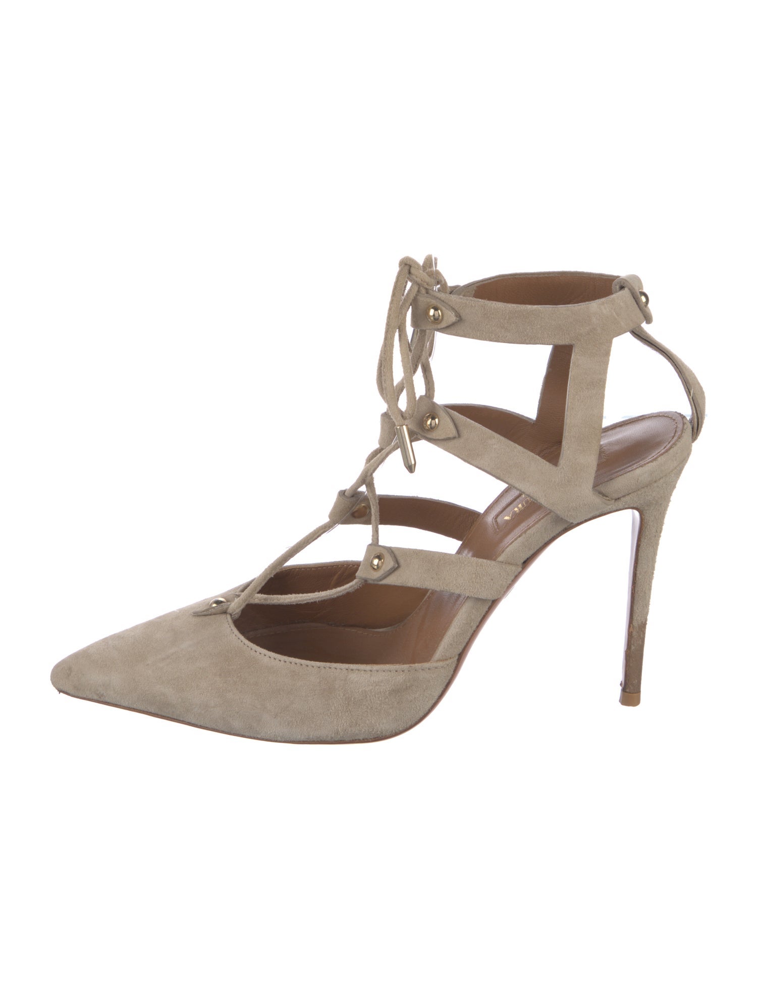 Aquazzura Vintage Suede T-Strap Pumps