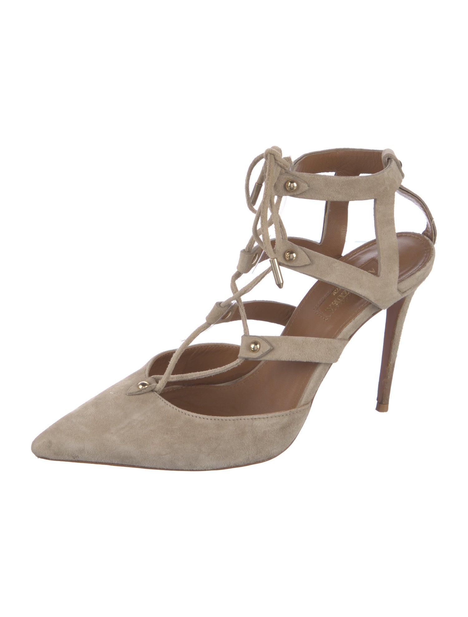 Aquazzura Vintage Suede T-Strap Pumps