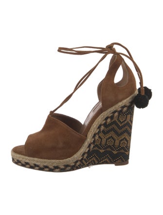 Aquazzura Suede Printed T-Strap Pumps