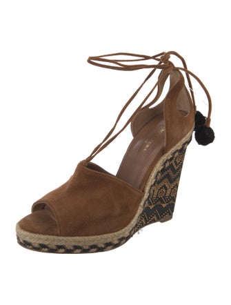 Aquazzura Suede Printed T-Strap Pumps