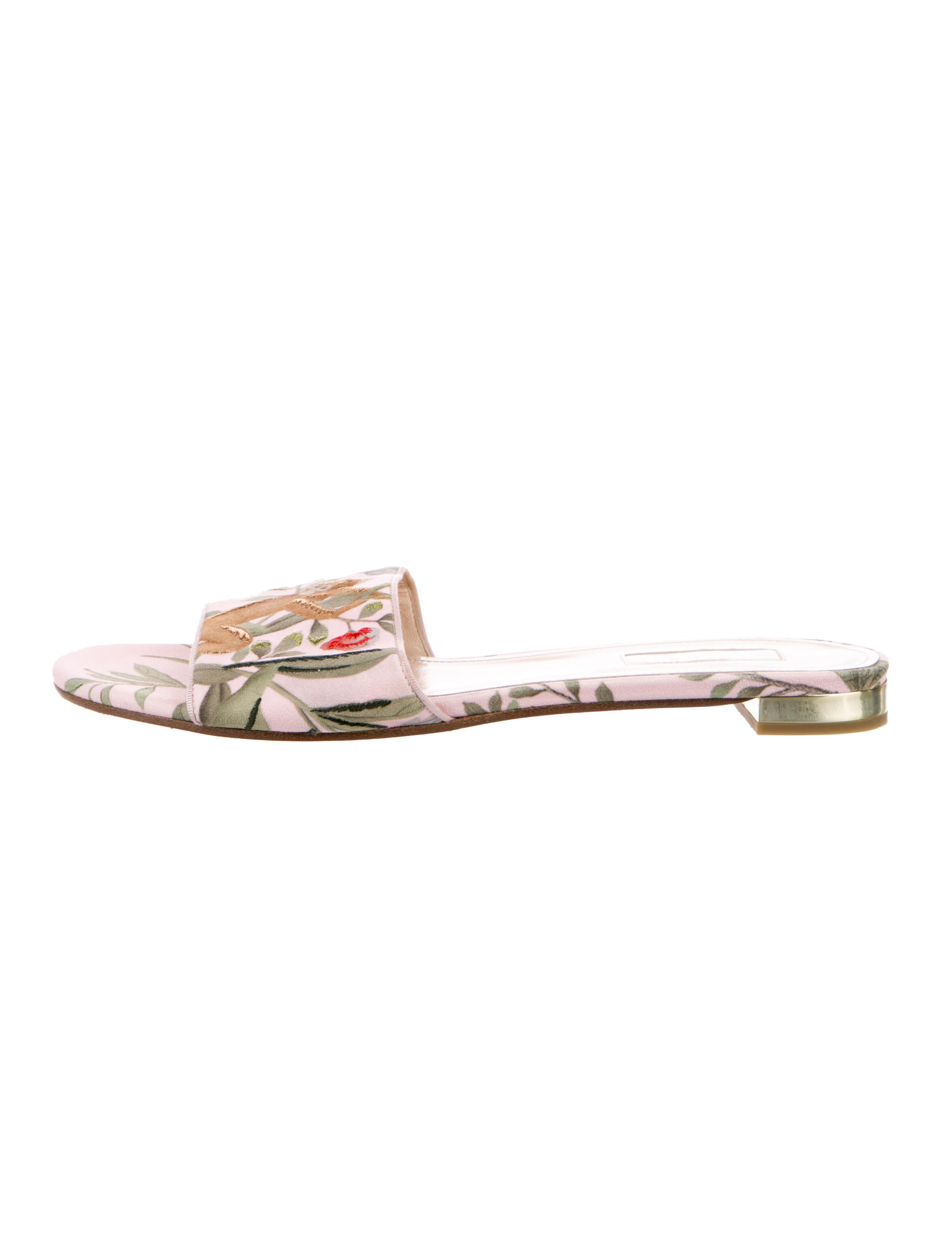 Aquazzura Canvas Floral Print Slides