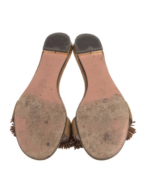Aquazzura Suede Fringe Trim Accent Slides
