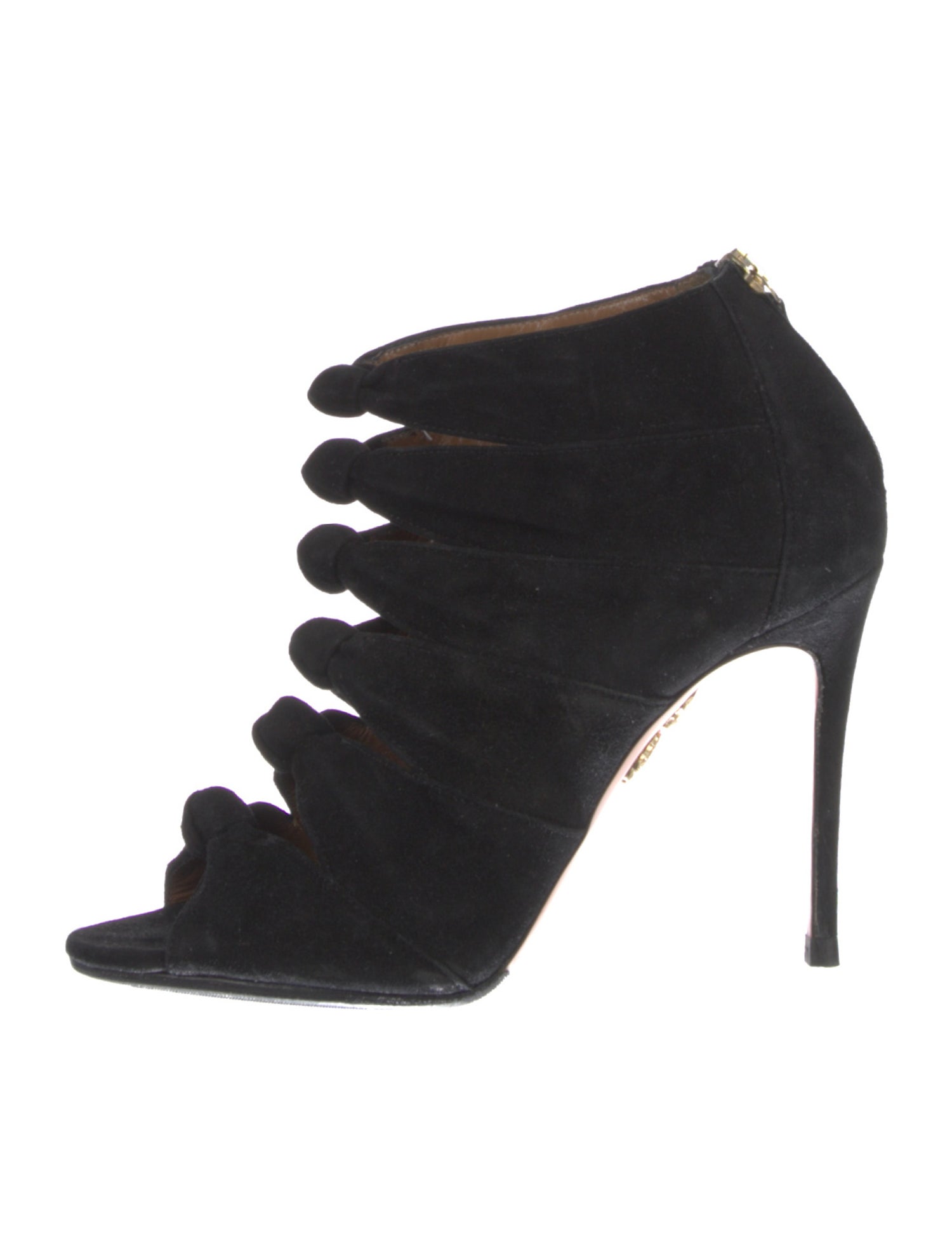 Aquazzura Suede Leather Trim Embellishment Sandals