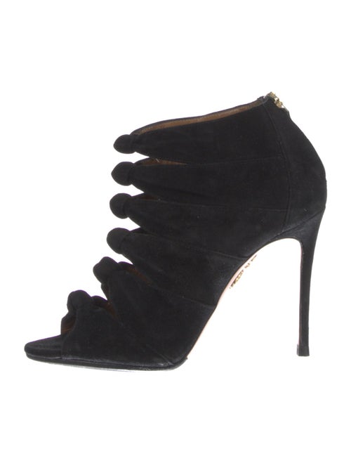 Aquazzura Suede Leather Trim Embellishment Sandals