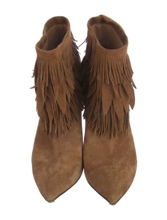 Aquazzura Suede Fringe Trim Accent Boots