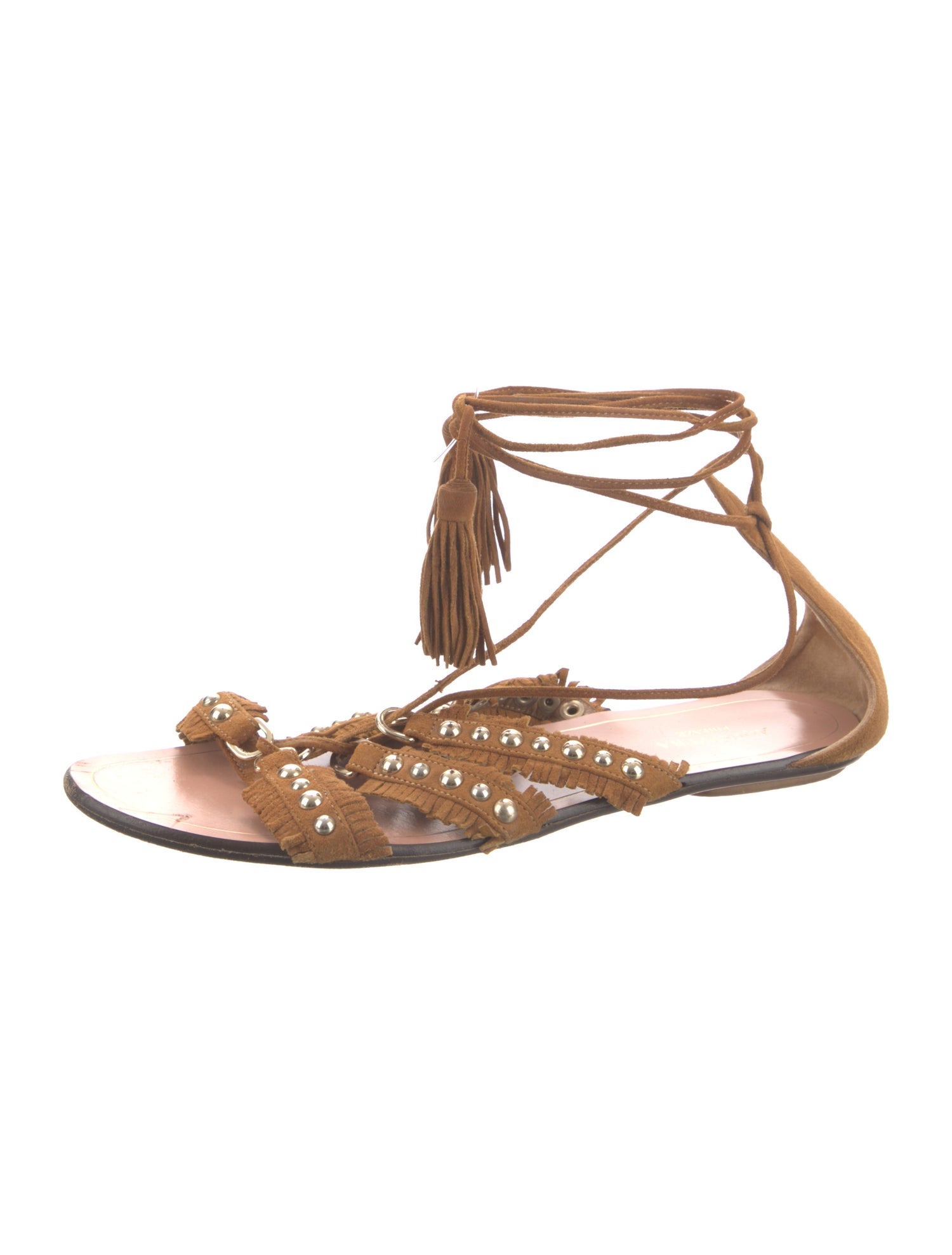 Aquazzura Suede Tassel Accents Gladiator Sandals
