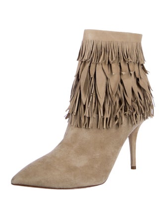 Aquazzura Suede Fringe Trim Accent Boots