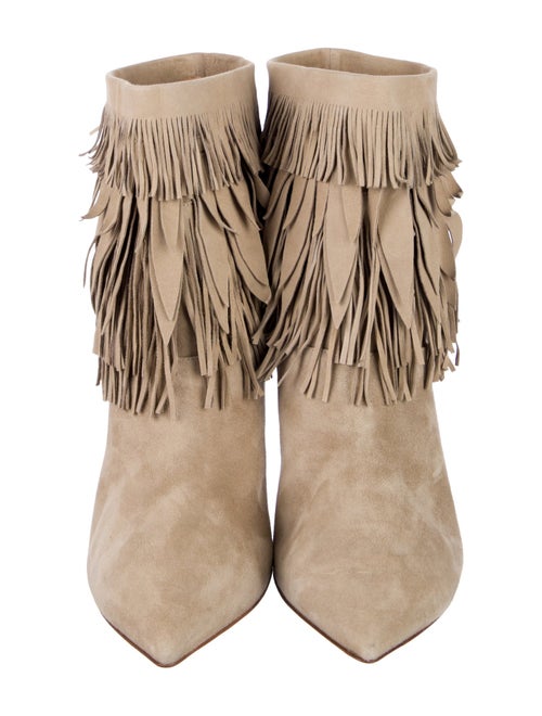 Aquazzura Suede Fringe Trim Accent Boots