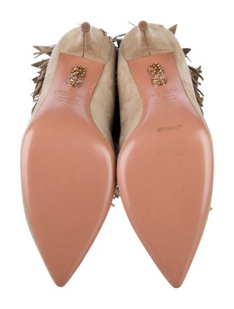 Aquazzura Suede Fringe Trim Accent Boots