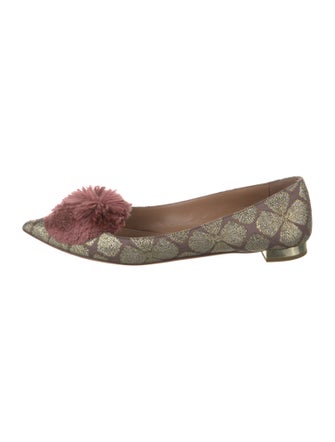 Aquazzura Printed Pom-Pom Embellishments Flats