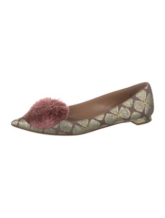 Aquazzura Printed Pom-Pom Embellishments Flats