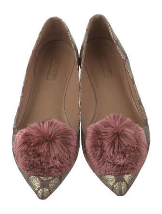Aquazzura Printed Pom-Pom Embellishments Flats