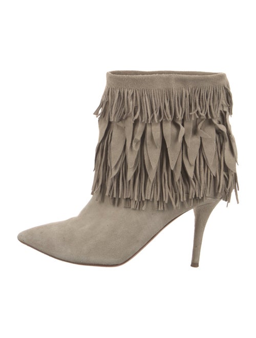 Aquazzura Suede Fringe Trim Accent Boots