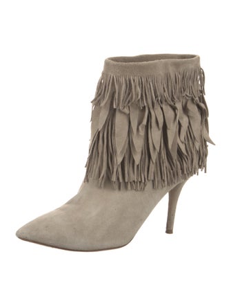 Aquazzura Suede Fringe Trim Accent Boots