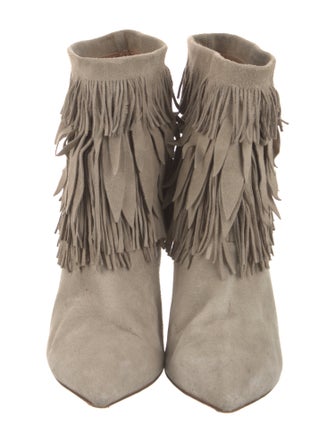 Aquazzura Suede Fringe Trim Accent Boots