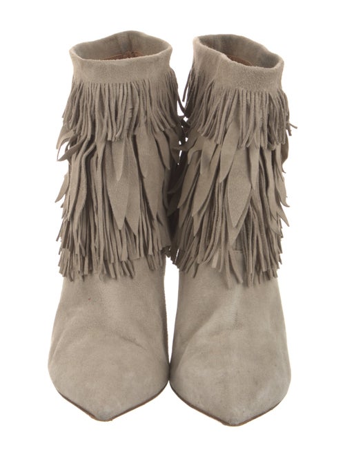 Aquazzura Suede Fringe Trim Accent Boots