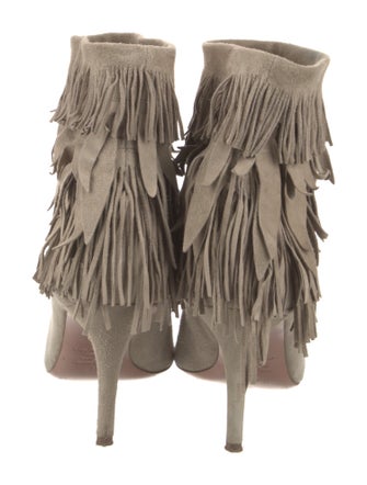 Aquazzura Suede Fringe Trim Accent Boots