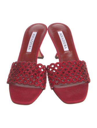 Aquazzura Suede Crystal Embellishments Slides
