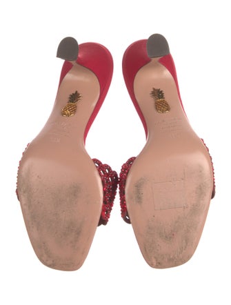 Aquazzura Suede Crystal Embellishments Slides