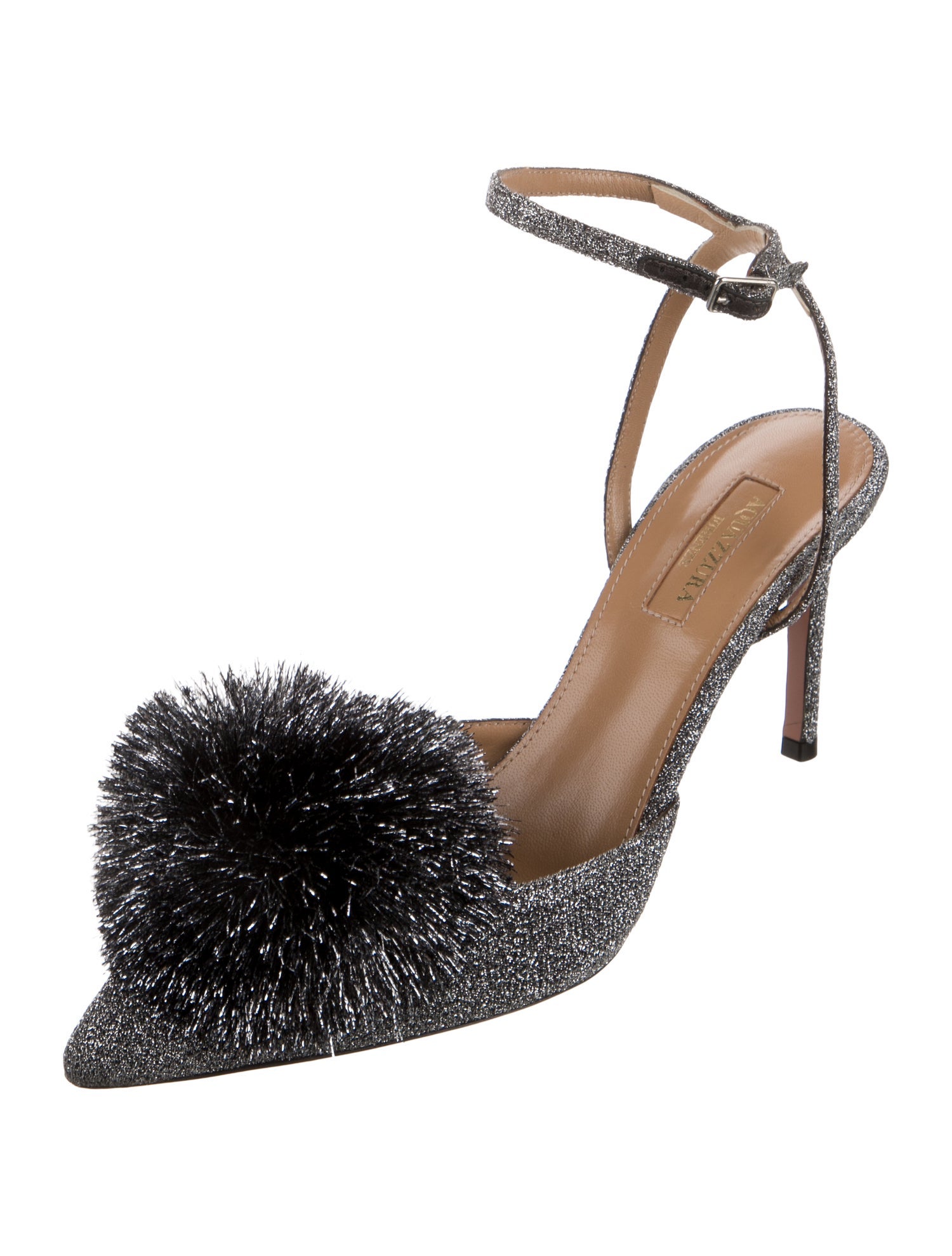 Aquazzura Pom-Pom Embellishments Slingback Pumps